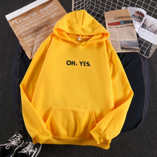 Damen nan Kapuzenpullover mit weichem Innenfutter, Kängurutasche und dezentem Frontprint EB