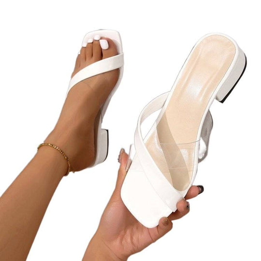 Damen transparente Slide-Sandalen mit modischem Riemendesign EB