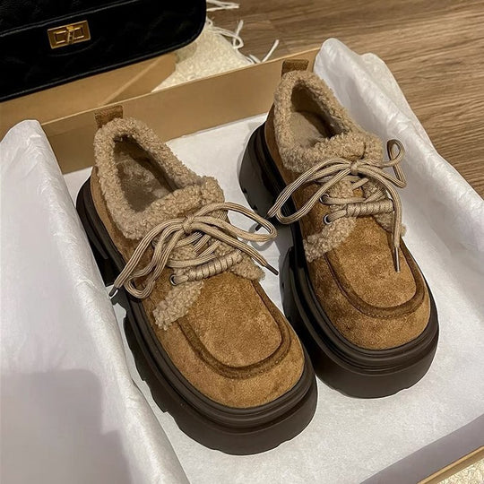Damen Komfortable Sneakers mit flauschiger Kragen EB