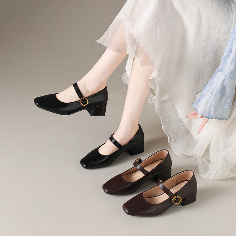 Damen Ballerina-Schuhe mit elegantem Riemchen und dekorativem Schnallen-Detail EB