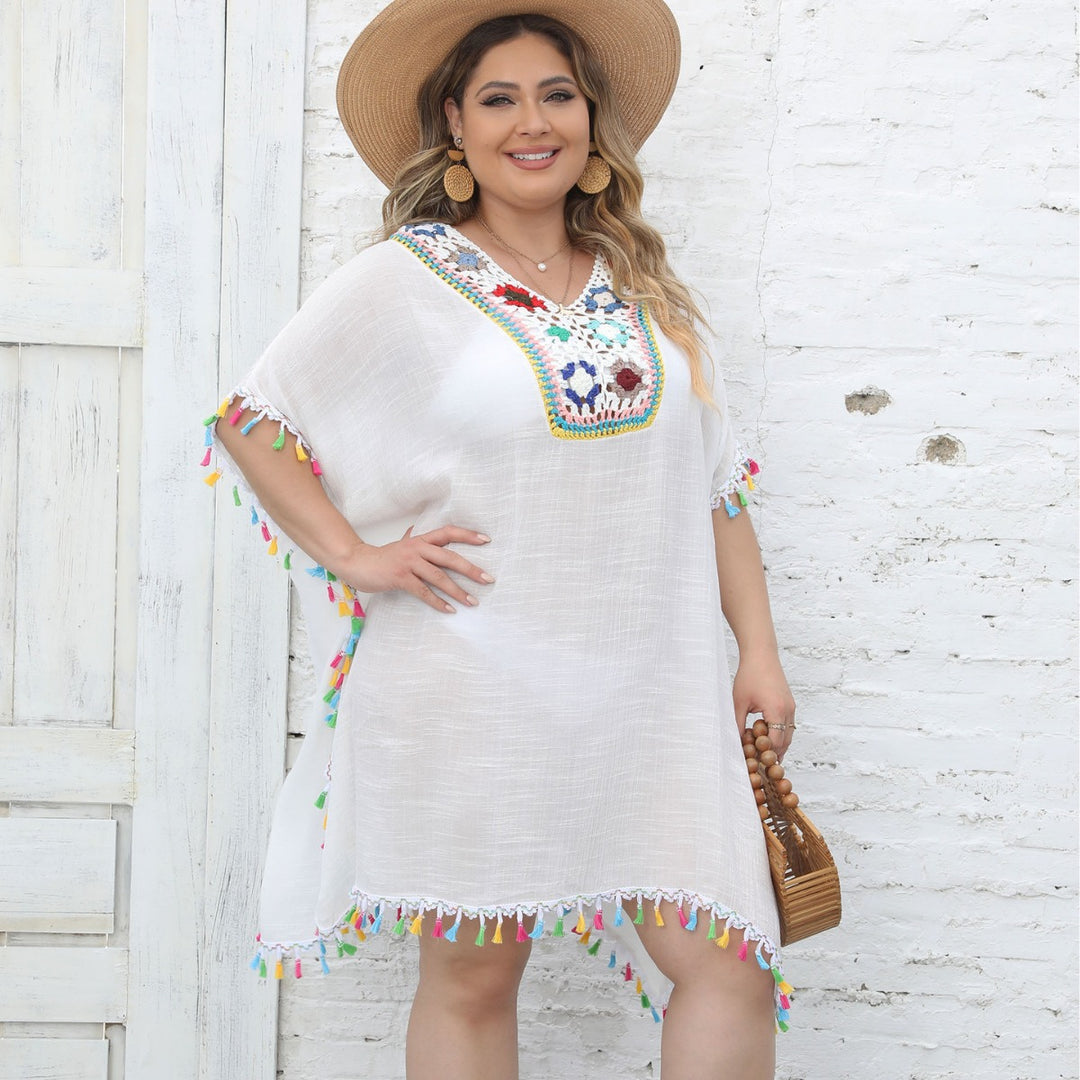 Damen Strandtunika mit fransigen Details EB