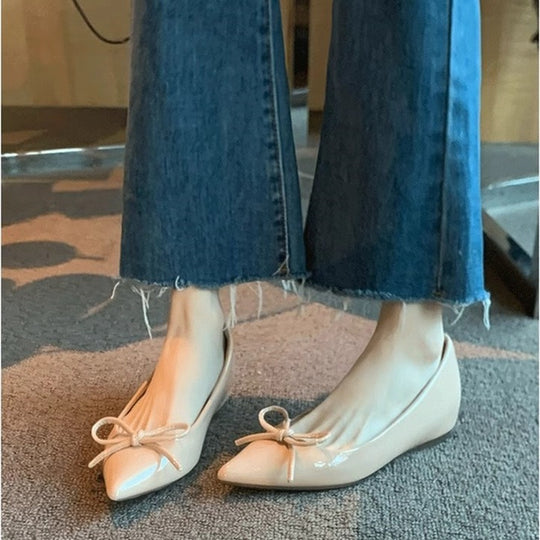 Damen elegante Ballerinas mit stilvoller Schleifenverzierung EB