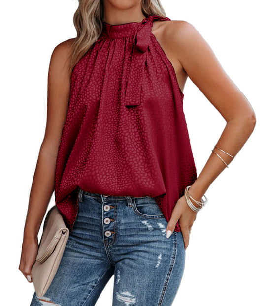 Damen Chiffon Top mit dekorativem Krawattenausschnitt EB