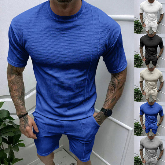 Herren Sportliches Kurzarm-Set mit innovativem Texturdesign und praktischen Eingrifftaschen EB