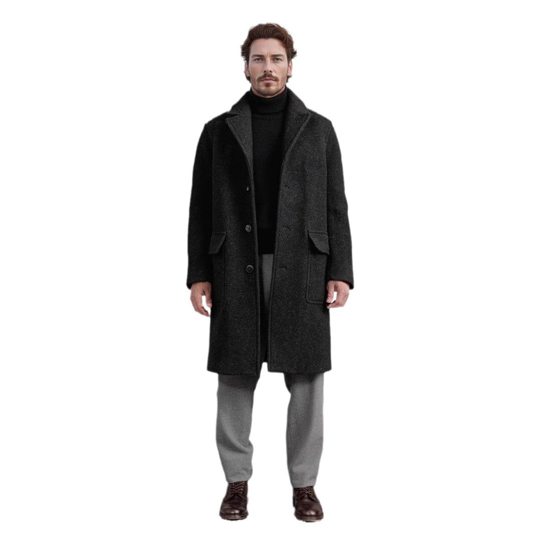 Herren eleganter Wollmantel mit modernem Schnitt und praktischen Taschen EB