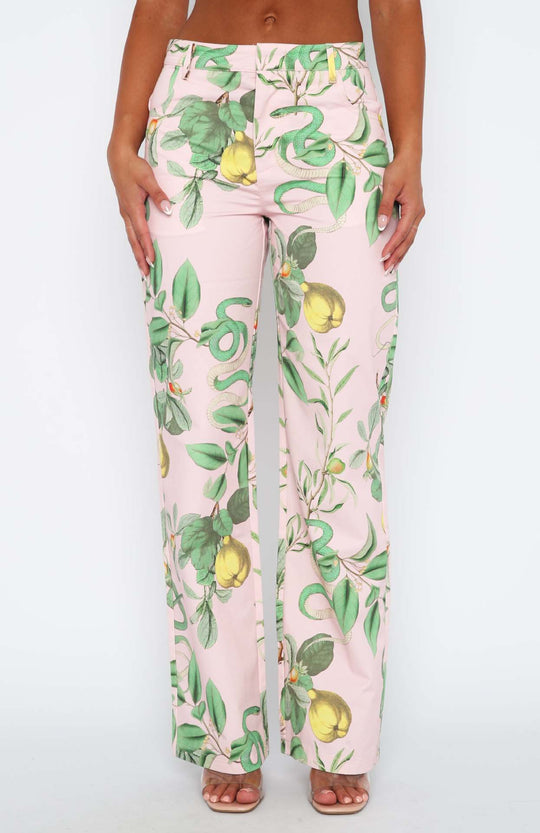 Damen lässige Cargo-Hose mit frischem botanischem Print EB