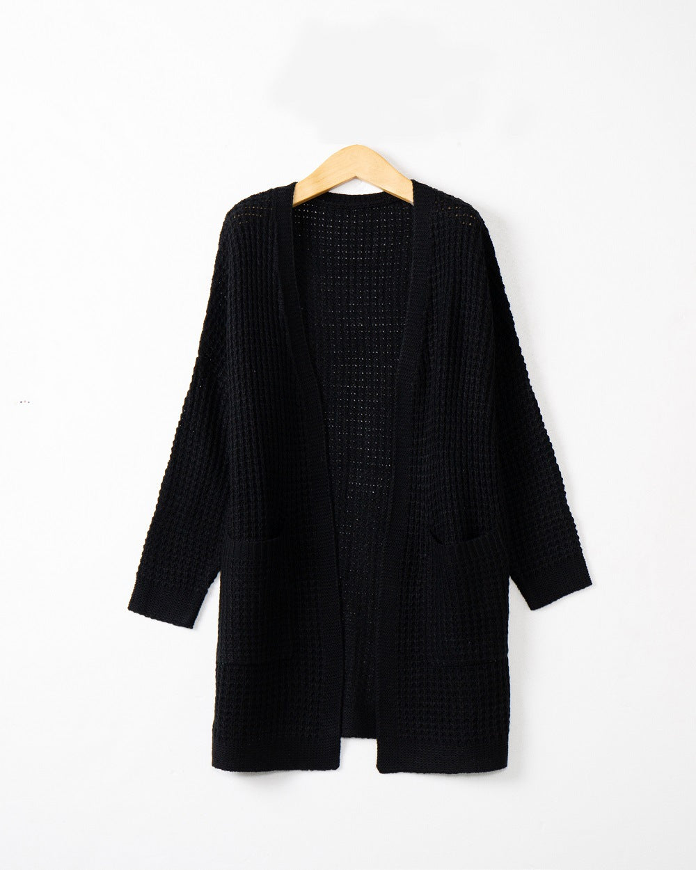 Damen lässiger Strickcardigan mit Taschen und offenem Schnitt EB