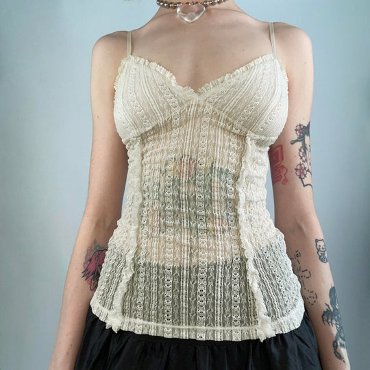 Damen Rüschen-Top mit verstellbaren Trägern und verführerischem Design EB