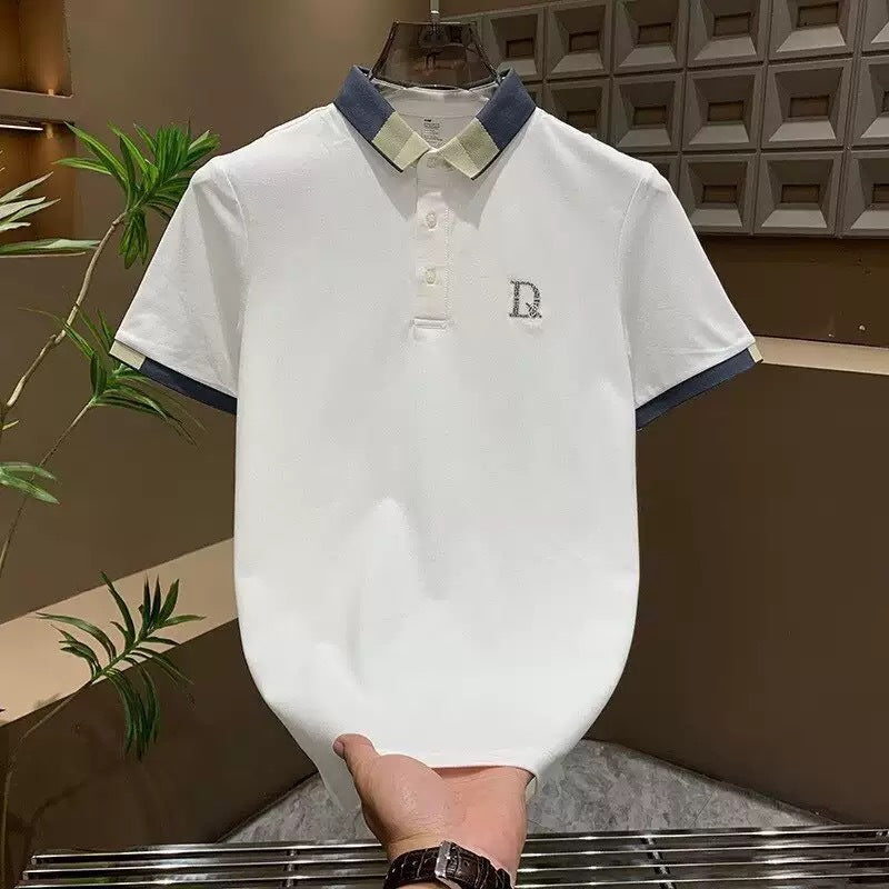 Herren Poloshirt mit Kontrastkragen und feiner Struktur EB