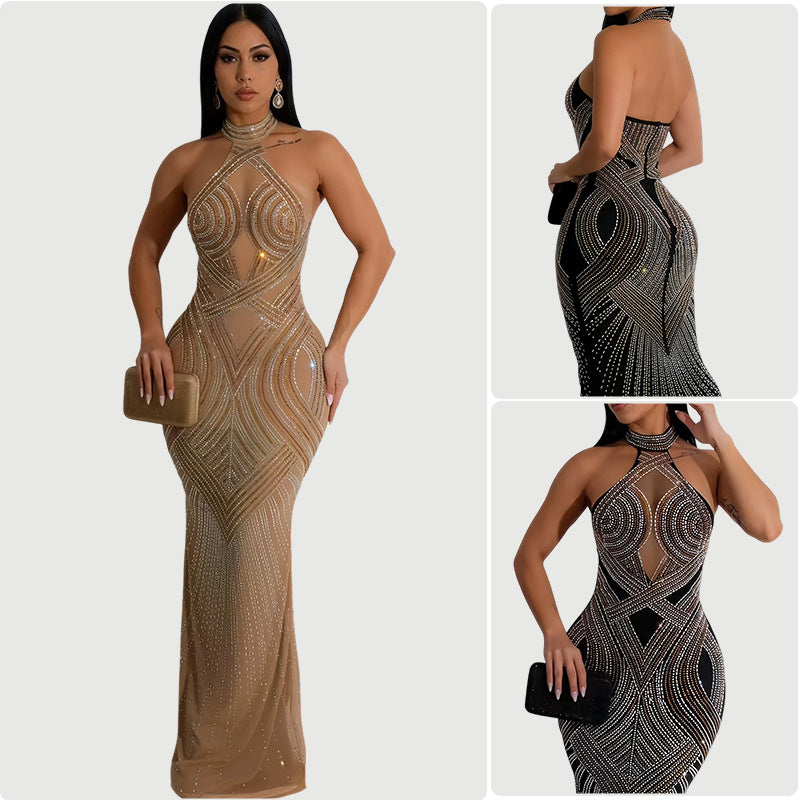 Damen Abendkleid mit funkelndem Paillettendesign und figurbetonender Silhouette EB