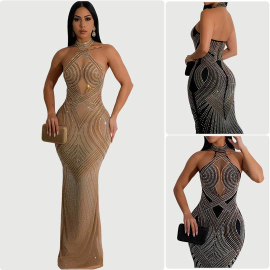 Damen Abendkleid mit funkelndem Paillettendesign und figurbetonender Silhouette EB
