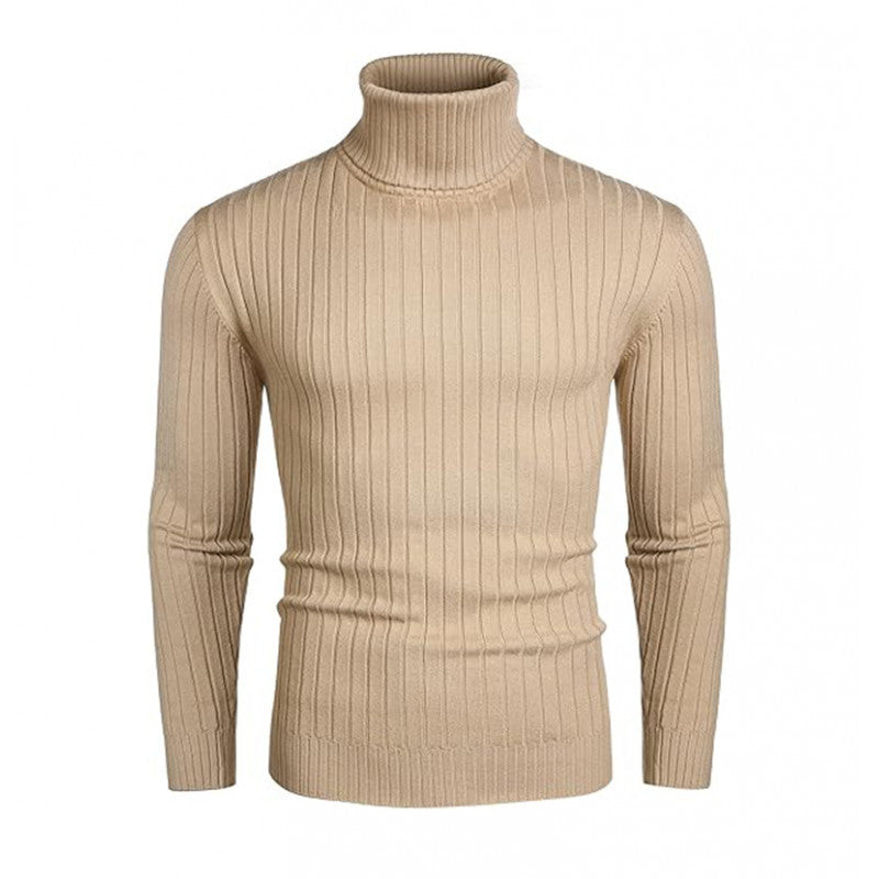 Herren nan gerippter Feinstrick-Rollkragenpullover Slim Fit EB