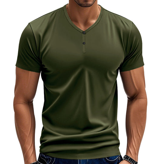 Herren Kurzarm Henley-T-Shirt mit atmungsaktiver Struktur EB