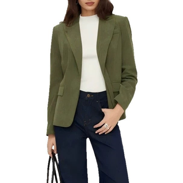 Damen Kord-Blazer mit schmaler Silhouette, schmalem Revers und Pattentaschen EB