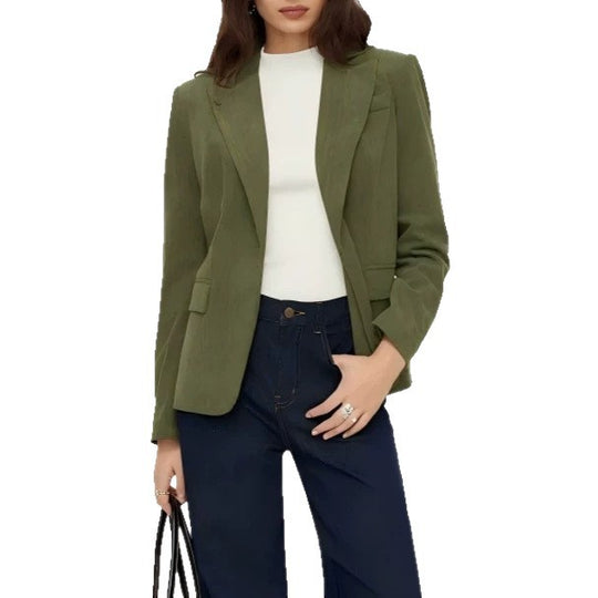 Damen Kord-Blazer mit schmaler Silhouette, schmalem Revers und Pattentaschen EB