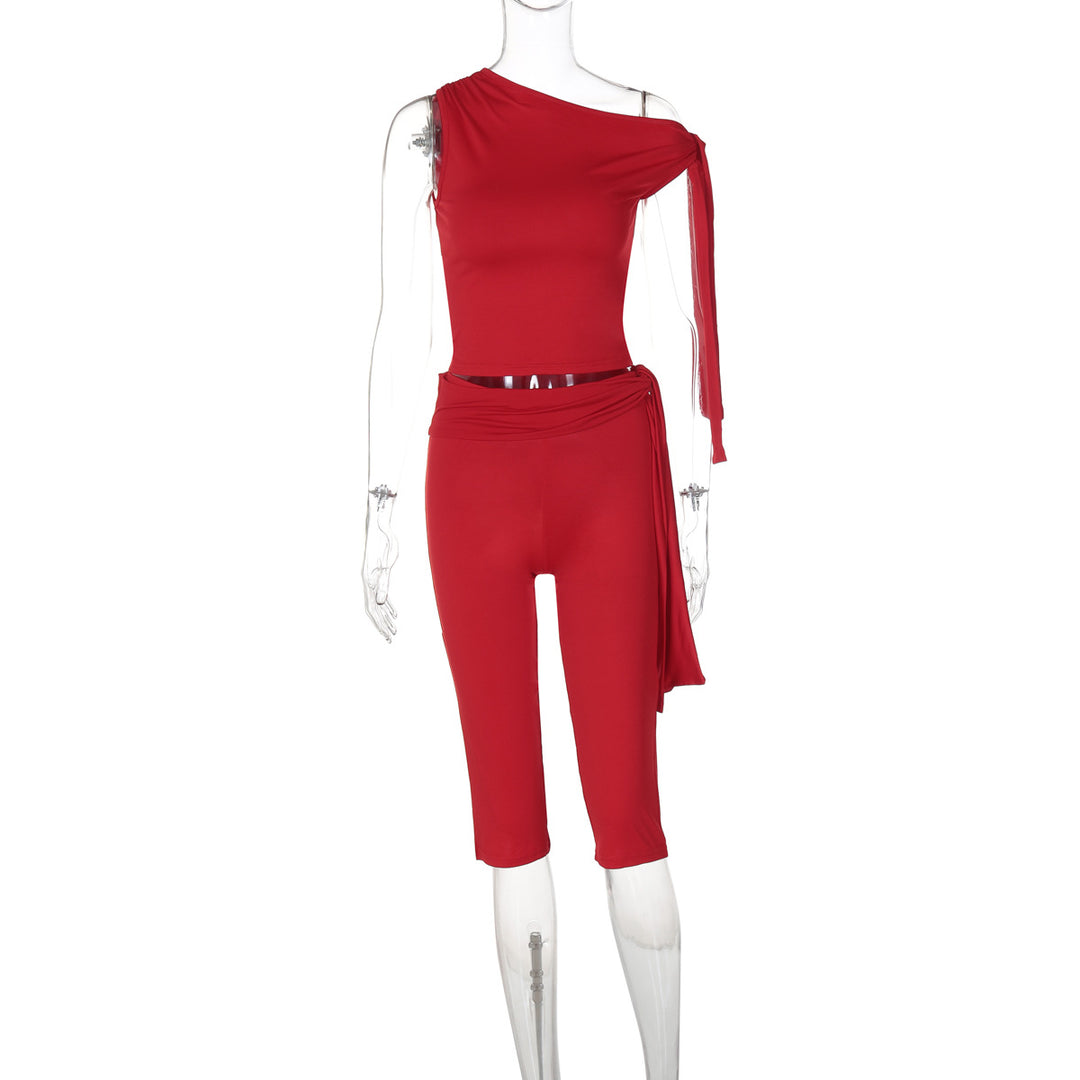 Damen Einseitiger Jumpsuit mit exklusiven Drapierungen EB