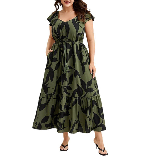 Damen Maxikleid mit floralem Muster und taillierter Silhouette EB