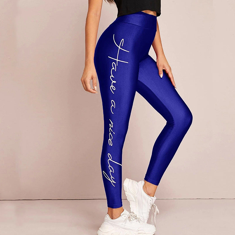 Damen Sportleggings mit inspirierendem Schriftzug und hohem Bund EB