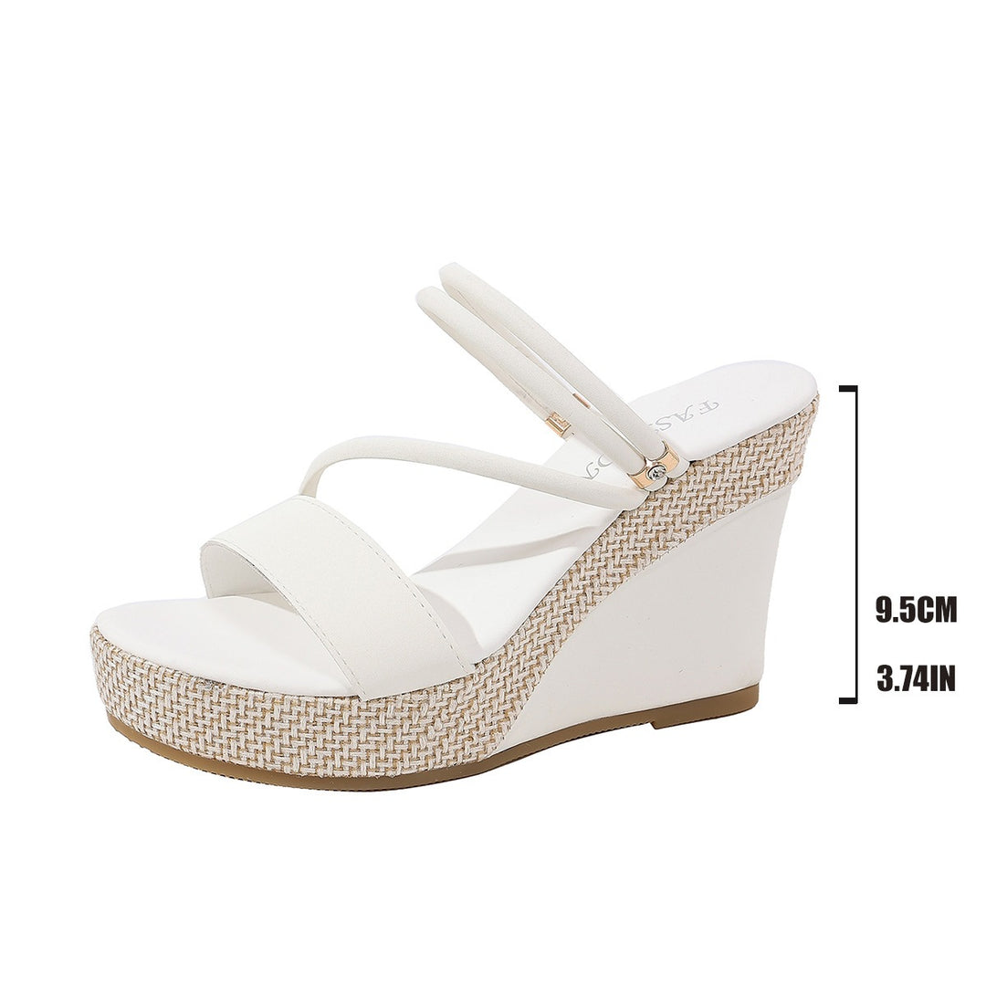 Damen Wedge-Pantoletten mit geflochtenem Riemendesign und komfortablem Fußbett EB