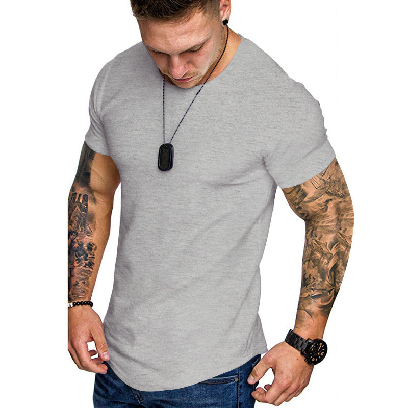 Herren figurbetontes Kurzarm-T-Shirt aus hochwertiger Baumwolle mit Rundhalsausschnitt und bequemen Schnitt EB