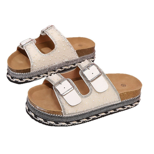 Damen Plateausandalen mit dekorativem Riemendesign und ergonomischem Fußbett EB