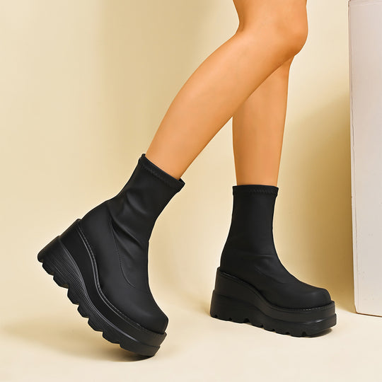 Damen High-Top Stiefeletten mit doppeltem Plateau EB