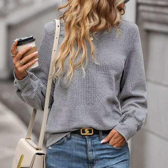 Damen modischer Sweatpullover mit strukturiertem Design und lässigem Schnitt EB
