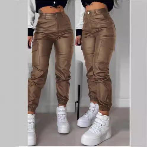 Damen Cargo-Joggerhose mit elastischem Bund und Seitentaschen EB
