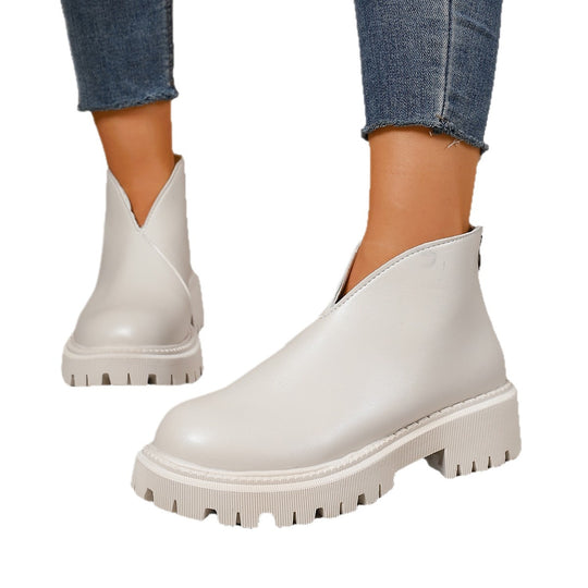 Damen Modische Chelsea-Boots mit trendigem Plateau und rutschfester Sohle EB