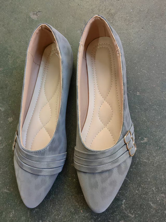 Damen elegante spitze Ballerinas mit dekorativem Schnallen-Design EB