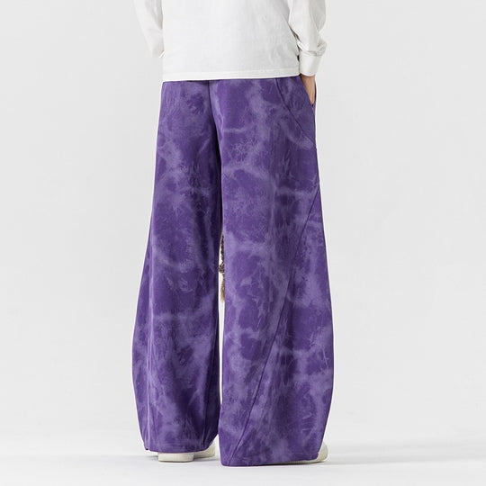 Unisex nan weite Batik-Haremshose mit dekorativem Kordelbund und tiefem Schritt EB