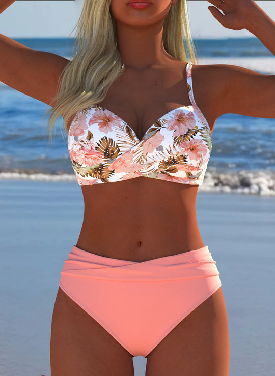 Damen Einteiler Badeanzug mit elegantem floralem Design und figurformendem Schnitt EB