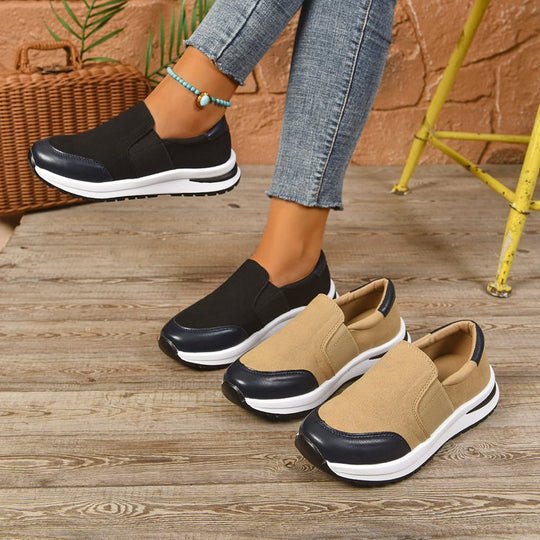 Damen sportliche Slip-Ons mit dämpfender Sohle und elastischem Riemendesign EB