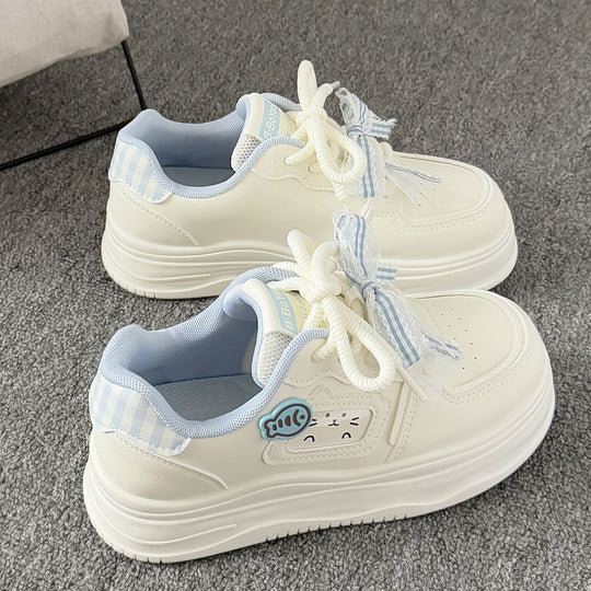 Damen Sportliche Sneakers mit verspieltem Katzenmotiv und bequemer Dämpfung EB