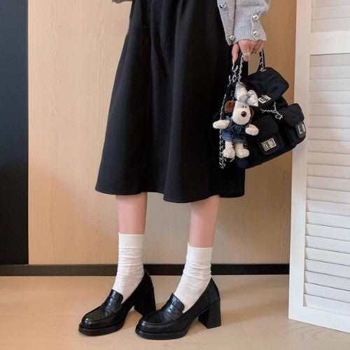 Damen elegante Blockabsatzsschue mit modischem Lederdesign EB