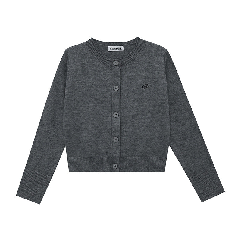 Damen Strickjacke mit feinem Rippenmuster und kontrastierenden Knopfdetails EB