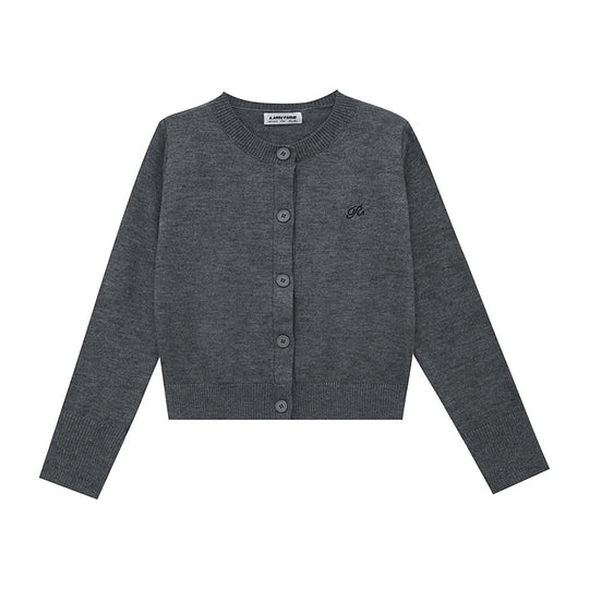 Damen Strickjacke mit feinem Rippenmuster und kontrastierenden Knopfdetails EB