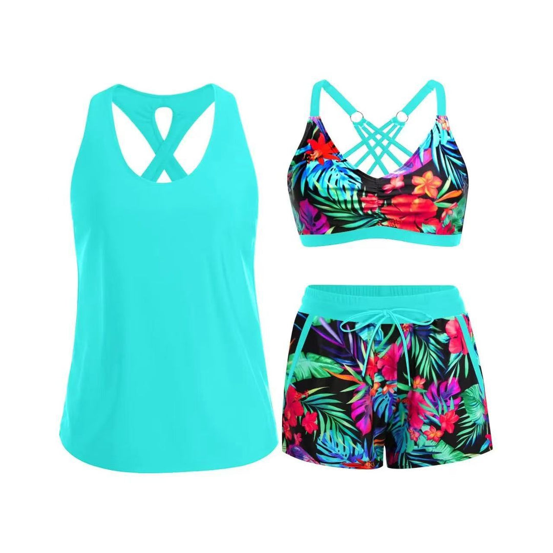 Damen Sport-Badeanzug-Set mit modischem Racerback und Shorts EB