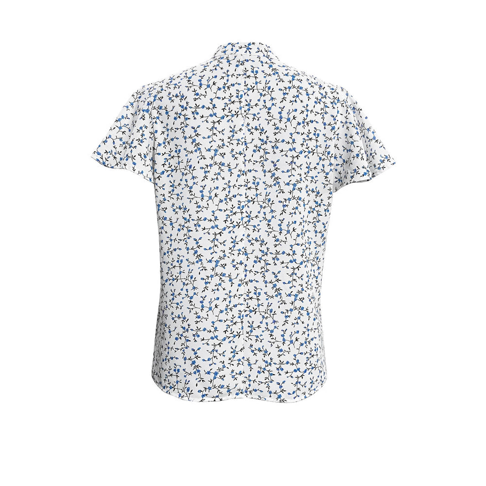 Damen Bluse mit floralem Muster und Rüschenärmeln EB