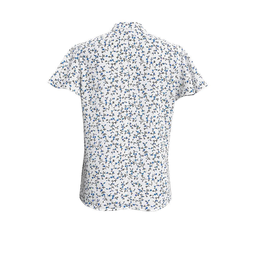 Damen Bluse mit floralem Muster und Rüschenärmeln EB