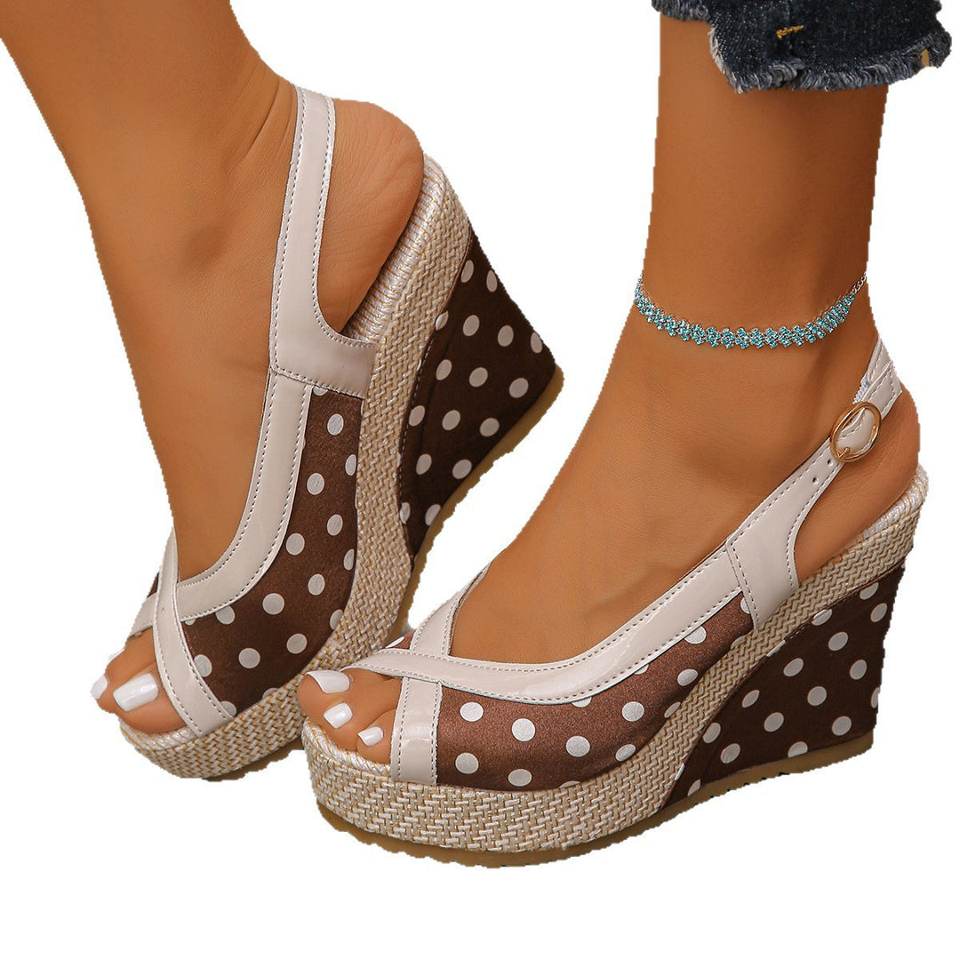 Damen Wedge-Sandalen mit verspieltem Punkte-Design und komfortablem Fußbett EB