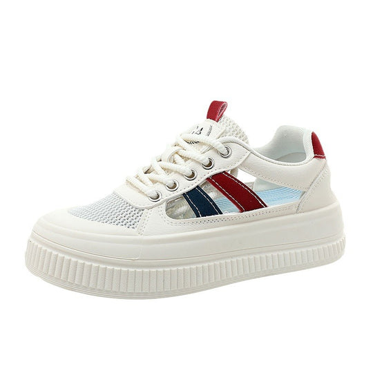 Damen Sportliche Plateau Sneakers mit atmungsaktiver Mesh-Konstruktion und rutschfester Laufsohle EB