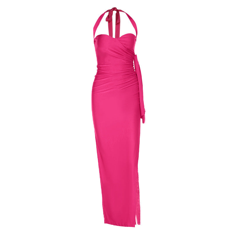 Damen Elegantes Wickelkleid mit hochgeschlossenem Design und raffiniertem Spaghettiträger EB