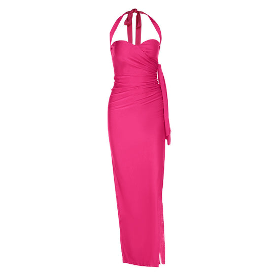 Damen Elegantes Wickelkleid mit hochgeschlossenem Design und raffiniertem Spaghettiträger EB