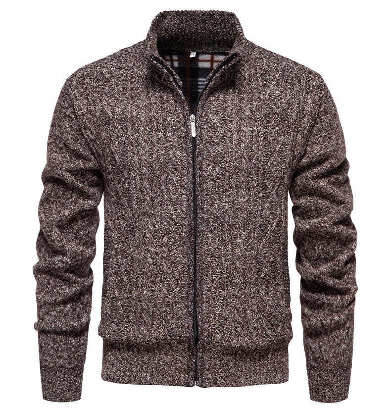Herren Strickjacke mit hohem Kragen und Reißverschluss EB