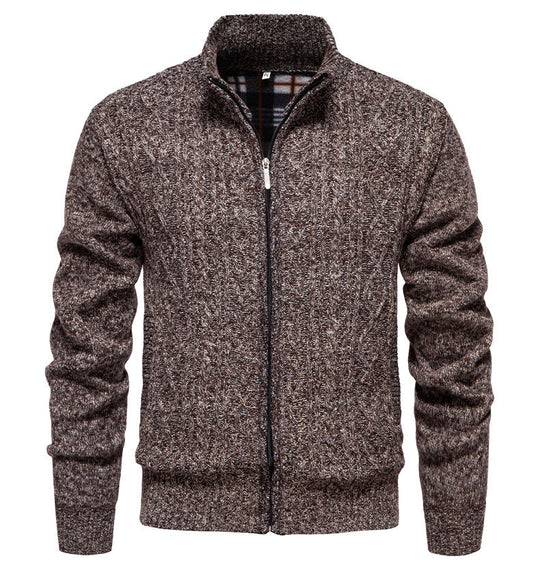 Herren Strickjacke mit hohem Kragen und Reißverschluss EB