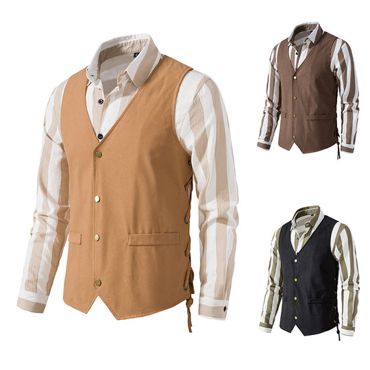 Herren elegante Weste mit feinem Stoff und praktischen Taschen EB