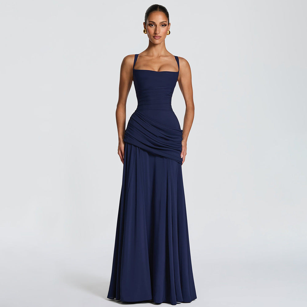 Damen Maxikleid mit innovativem Drapierungseffekt und elegantem Schnitt EB