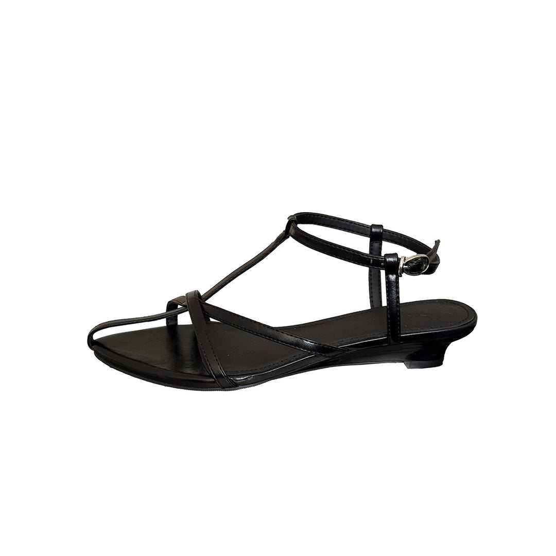 Damen elegante Badesandalen mit steigendem Absatz und schimmerndem Riemendesign EB