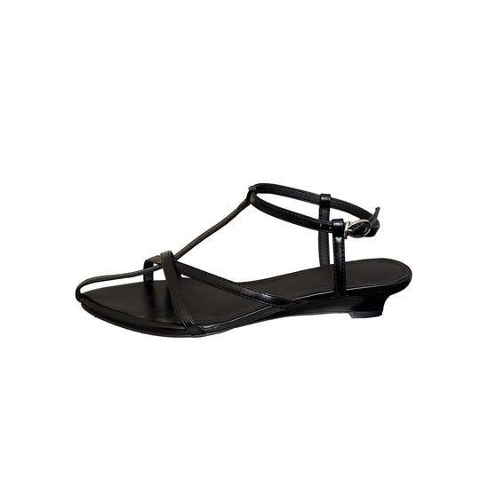 Damen elegante Badesandalen mit steigendem Absatz und schimmerndem Riemendesign EB